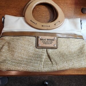 Relic Brand Beige and Tan Clutch Vintage Clutch without Shoulder Strap.